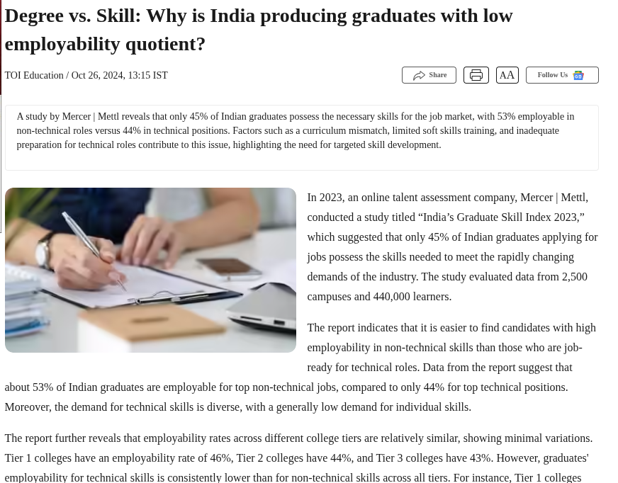 Skill mismatch report